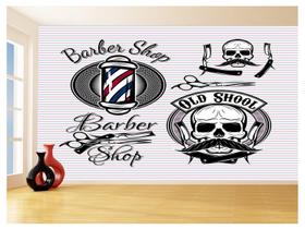 Papel De Parede 3D Barbearia Barber Shop Logo 3,5M Brb14