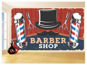 Papel De Parede 3D Barbearia Barber Shop Logo 3,5M Brb21