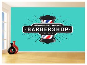 Papel De Parede 3D Barbearia Barber Shop Logo 3,5M Brb22