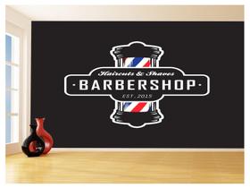 Papel De Parede 3D Barbearia Barber Shop Logo 3,5M Brb24