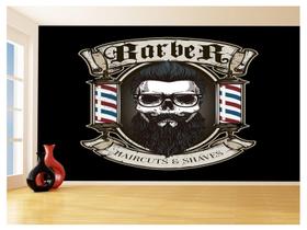 Papel De Parede 3D Barbearia Barber Shop Logo 3,5M Brb27