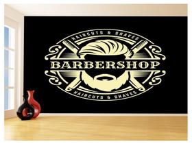 Papel De Parede 3D Barbearia Barber Shop Logo 3,5M Brb28