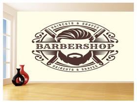 Papel De Parede 3D Barbearia Barber Shop Logo 3,5M Brb29