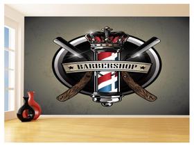 Papel De Parede 3D Barbearia Barber Shop Logo 3,5M Brb31