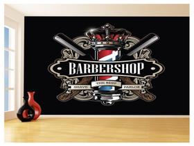 Papel De Parede 3D Barbearia Barber Shop Logo 3,5M Brb32 - Você Decora