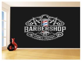Papel De Parede 3D Barbearia Barber Shop Logo 3,5M Brb34