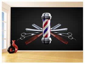 Papel De Parede 3D Barbearia Barber Shop Logo 3,5M Brb36