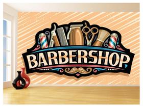 Papel De Parede 3D Barbearia Barber Shop Logo 3,5M Brb38