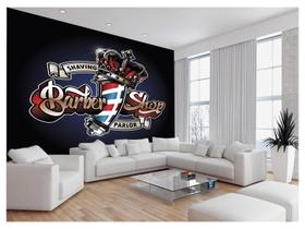 Papel De Parede 3D Barbearia Barber Shop Logo 3,5M Brb40