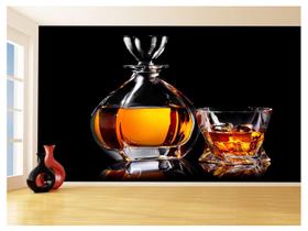 Papel De Parede 3D Bebidas Whisky Com Gelo Copo 3,5M Al255