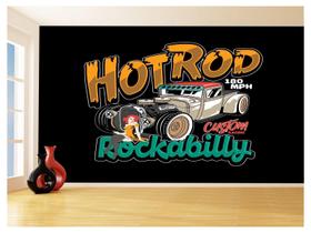 Papel De Parede 3D Carro Antigo Hot Rod Pin Up 3,5M Cxr108