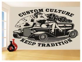 Papel De Parede 3D Carro Antigo Hot Rod Pin Up 3,5M Cxr109