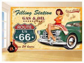 Papel De Parede 3D Carro Antigo Hot Rod Pin Up 3,5M Cxr15