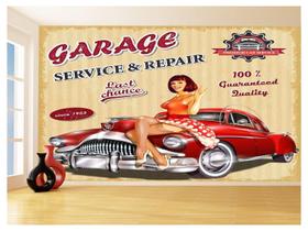 Papel De Parede 3D Carro Antigo Hot Rod Pin Up 3,5M Cxr80