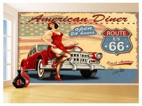 Papel De Parede 3D Carro Antigo Hot Rod Pin Up 3,5M Cxr85