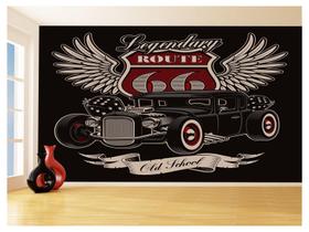 Papel De Parede 3D Carro Antigo Hot Rod Pin Up 3,5M Cxr98