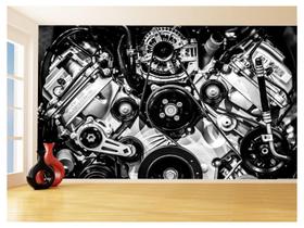 Papel De Parede 3D Carro Antigo Motor V8 Mural 3,5M Cxr03