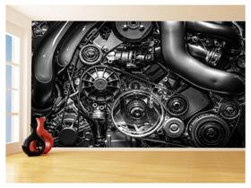 Papel De Parede 3D Carro Antigo Motor V8 Mural 3,5M Cxr84