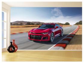 Papel De Parede 3D Carro Camaro Chevy Vermelho 3,5M Car54