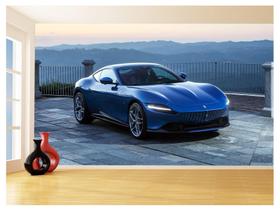 Papel De Parede 3D Carro Ferrari Azul Escuro 3,5M Car140 Papel De Parede 3D Carro Ferrari Azul Escuro 3,5M Car140