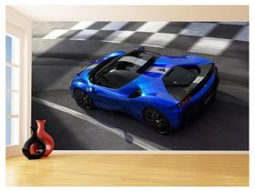 Papel De Parede 3D Carro Ferrari Azul Escuro 3,5M Car144