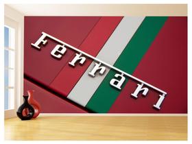 Papel De Parede 3D Carro Ferrari Vermelha Logo 3,5M Car156