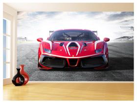 Papel De Parede 3D Carro Ferrari Vermelha Pista 3,5M Car110