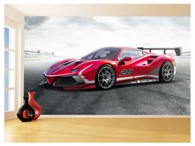 Papel De Parede 3D Carro Ferrari Vermelha Pista 3,5M Car111