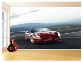 Papel De Parede 3D Carro Ferrari Vermelha Pista 3,5M Car120