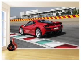 Papel De Parede 3D Carro Ferrari Vermelha Pista 3,5M Car125