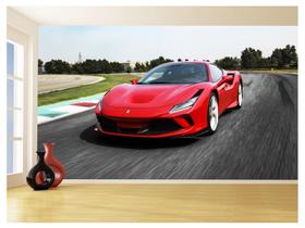 Papel De Parede 3D Carro Ferrari Vermelha Pista 3,5M Car126