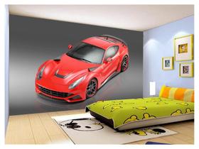 Papel De Parede 3D Carro Ferrari Vermelha Sport 3,5M Car101