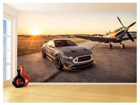 Papel De Parede 3D Carro Ford Mustang Avião Caça 3,5M Car76