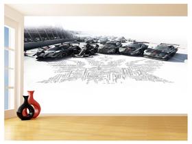 Papel De Parede 3D Carros Competição Pista Jogo 3,5M Car357