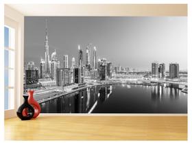 Papel De Parede 3D Cidade Dubai Preto Branco 3,5M Ncd249