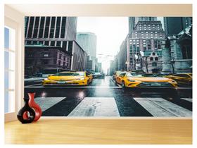 Papel De Parede 3D Cidade New York Chuva Taxis 3,5M Ncd292