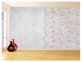 Papel De Parede 3D Concreto Linhas Dourado Rose 3,5M Kkt224