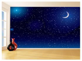 Papel De Parede 3D Espaço Estrelas Fase Da Lua 3,5M Nsp152