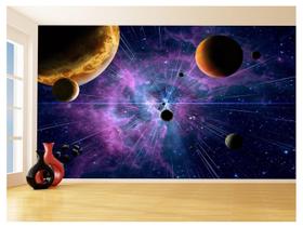 Papel De Parede 3D Espaço Estrelas Planetas 3,5M Nsp155