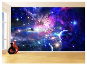 Papel De Parede 3D Espaço Estrelas Planetas 3,5M Nsp160