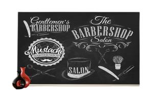 Papel De Parede 3D Estilo Lousa Barbearia Logos 3,5M Lcb15
