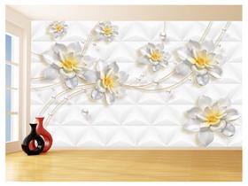 Papel De Parede 3D Floral Textura Sala Flores 3,5M Xfl276