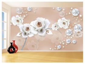 Papel De Parede 3D Floral Textura Sala Flores 3,5M Xfl283