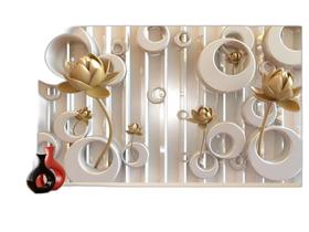 Papel De Parede 3D Floral Textura Sala Flores 3,5M Xfl290 Papel De Parede 3D Floral Textura Sala Flores 3,5M Xfl290