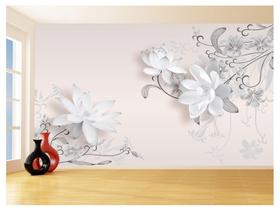 Papel De Parede 3D Floral Textura Sala Flores 3,5M Xfl298