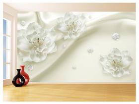 Papel De Parede 3D Floral Textura Sala Flores 3,5M Xfl301