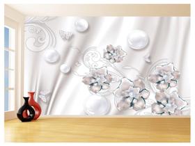 Papel De Parede 3D Floral Textura Sala Flores 3,5M Xfl307