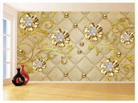 Papel De Parede 3D Floral Textura Sala Flores 3,5M Xfl332
