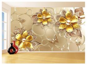 Papel De Parede 3D Floral Textura Sala Flores 3,5M Xfl345 - Você Decora