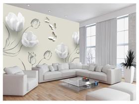 Papel De Parede 3D Floral Textura Sala Flores 3,5M Xfl346